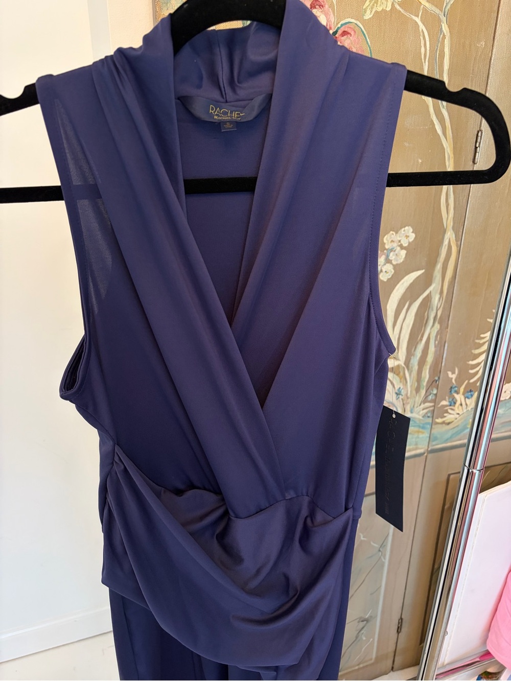 Rachel Roy Sleeveless Draped V-Neck Dress in Deep Purple NWT